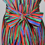 1980s Yves Saint Laurent Colorful Stripe Print Dress