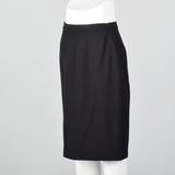 1990s Chanel Boutique Black Wool Pencil Skirt