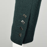 Small 1990s Karl Lagerfeld Blazer Avant Garde Green Wool Wide Lapel