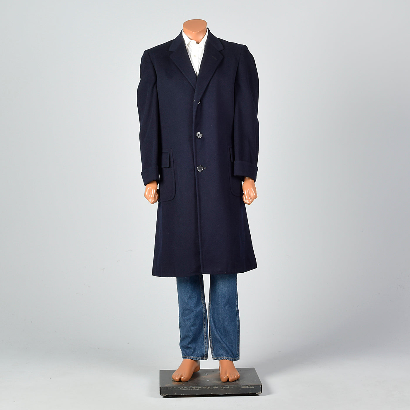 1950s Mens Wool and Cashmere Blend Navy Coat