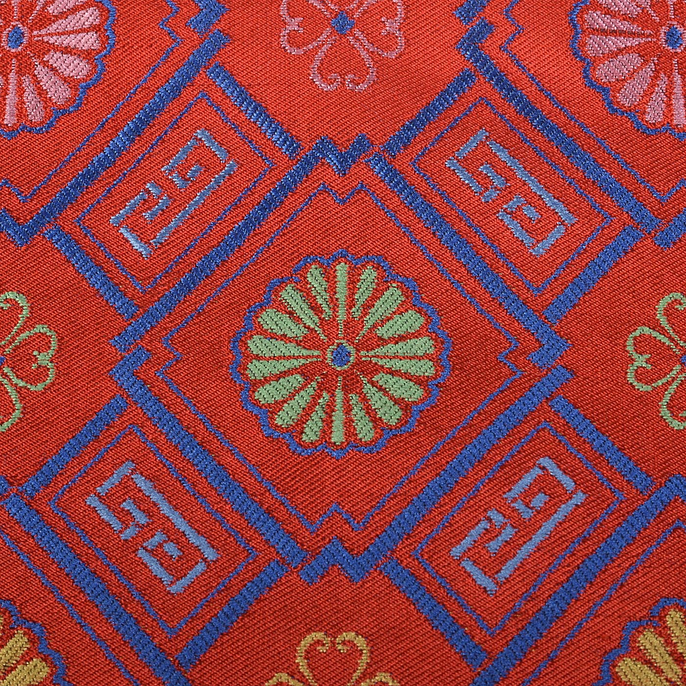 1970s Adele Simpson Red Silk Brocade Dress