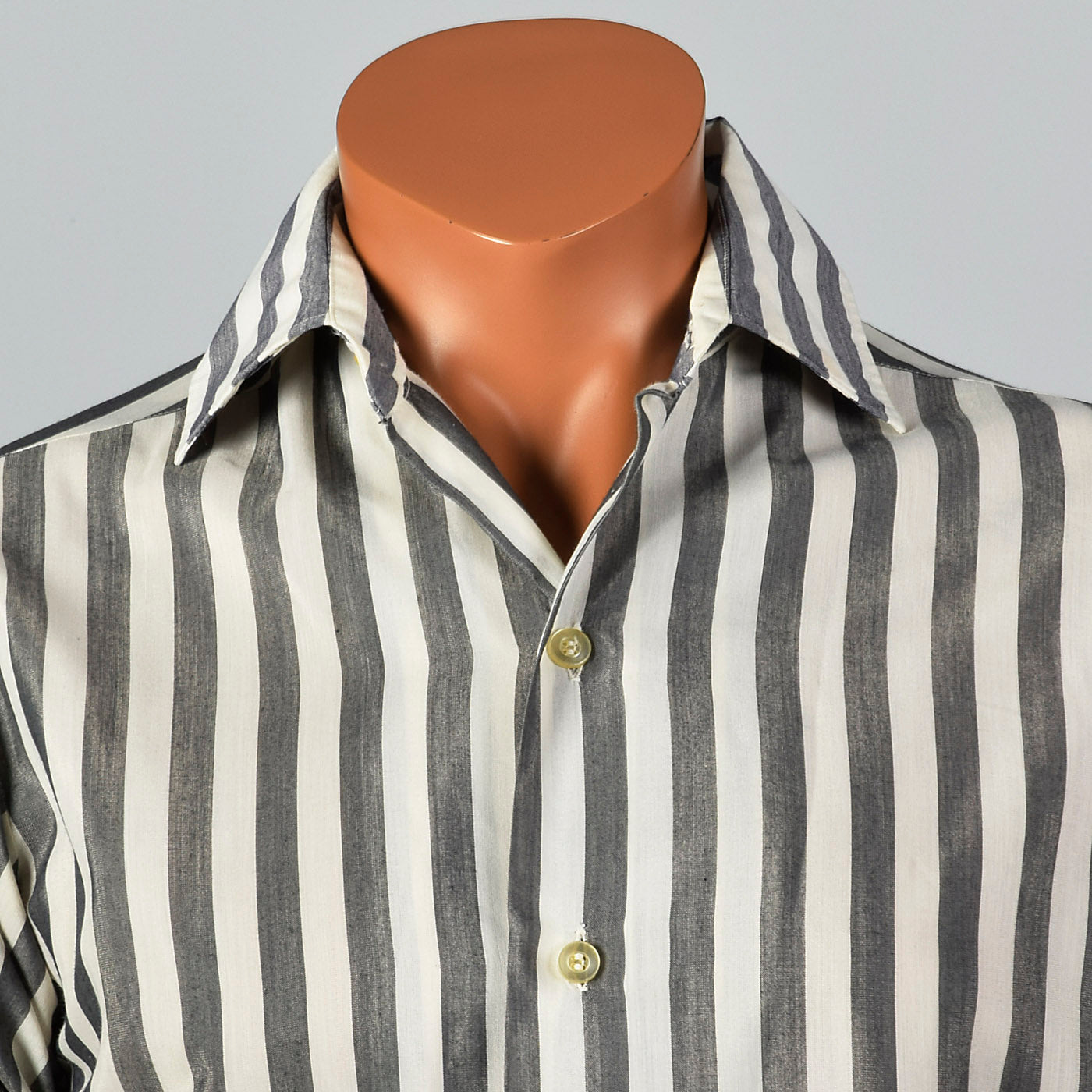 1950s Grey and White Striped Cropped Shirt