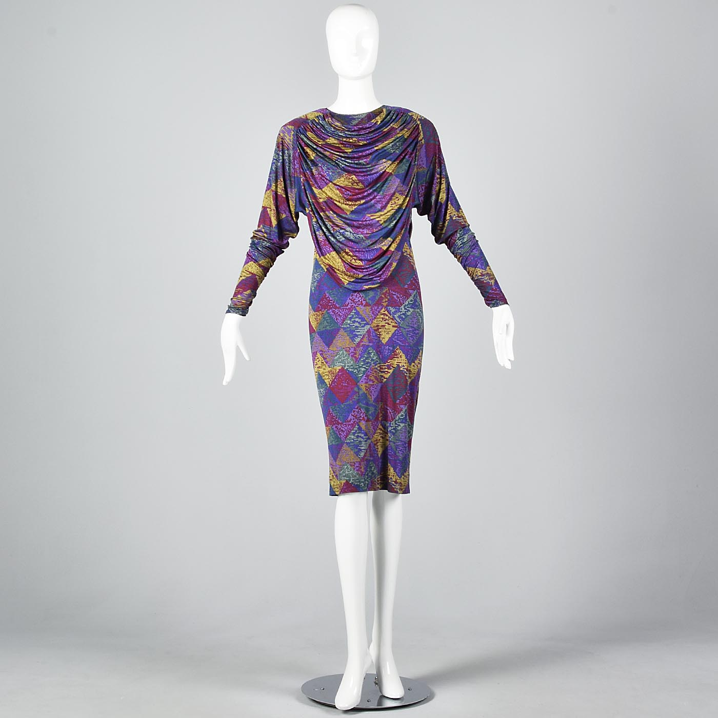 Missoni Purple Silk Jersey Dress with Draped Bodice