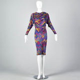 Missoni Purple Silk Jersey Dress with Draped Bodice