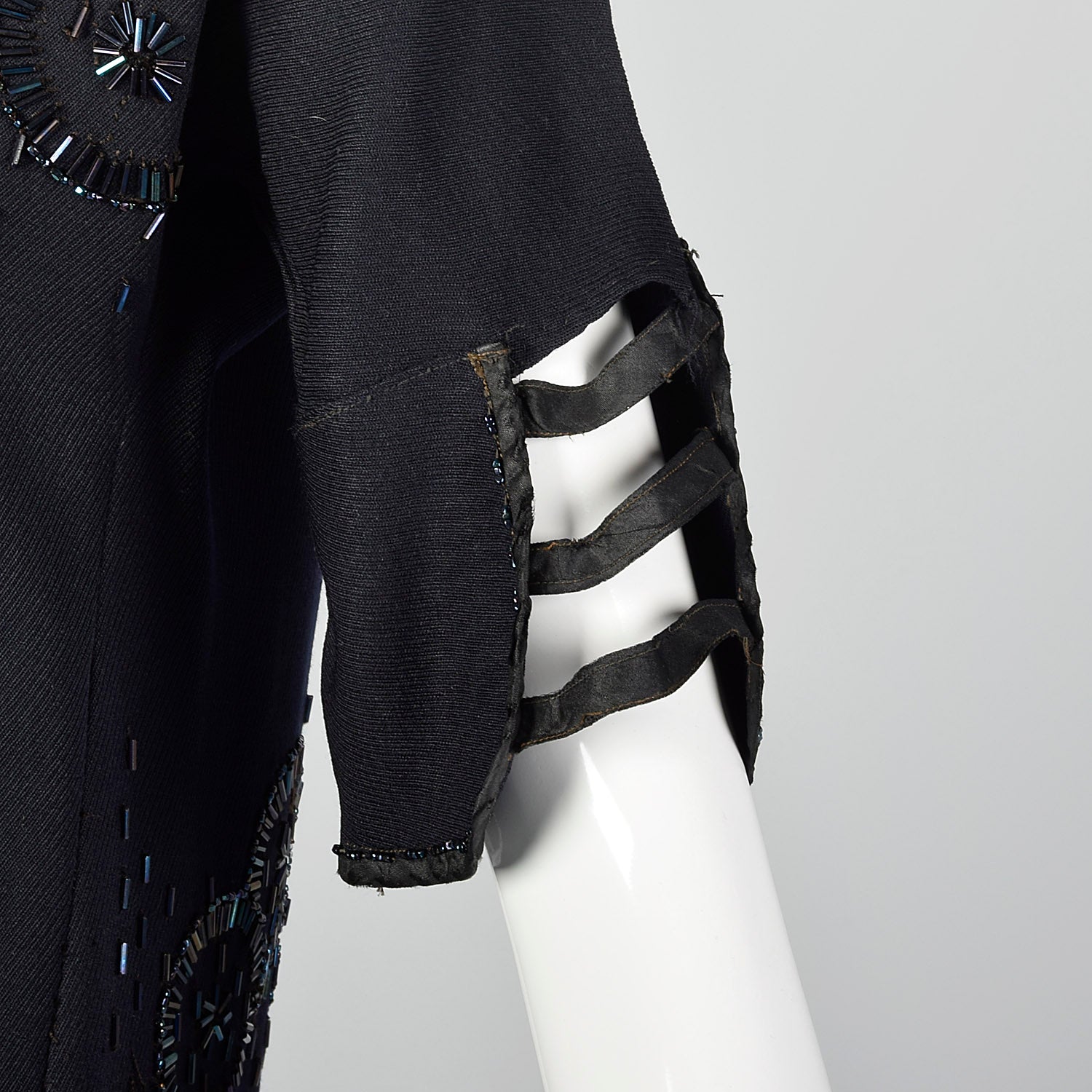 XS 1920s Black Beaded Dress