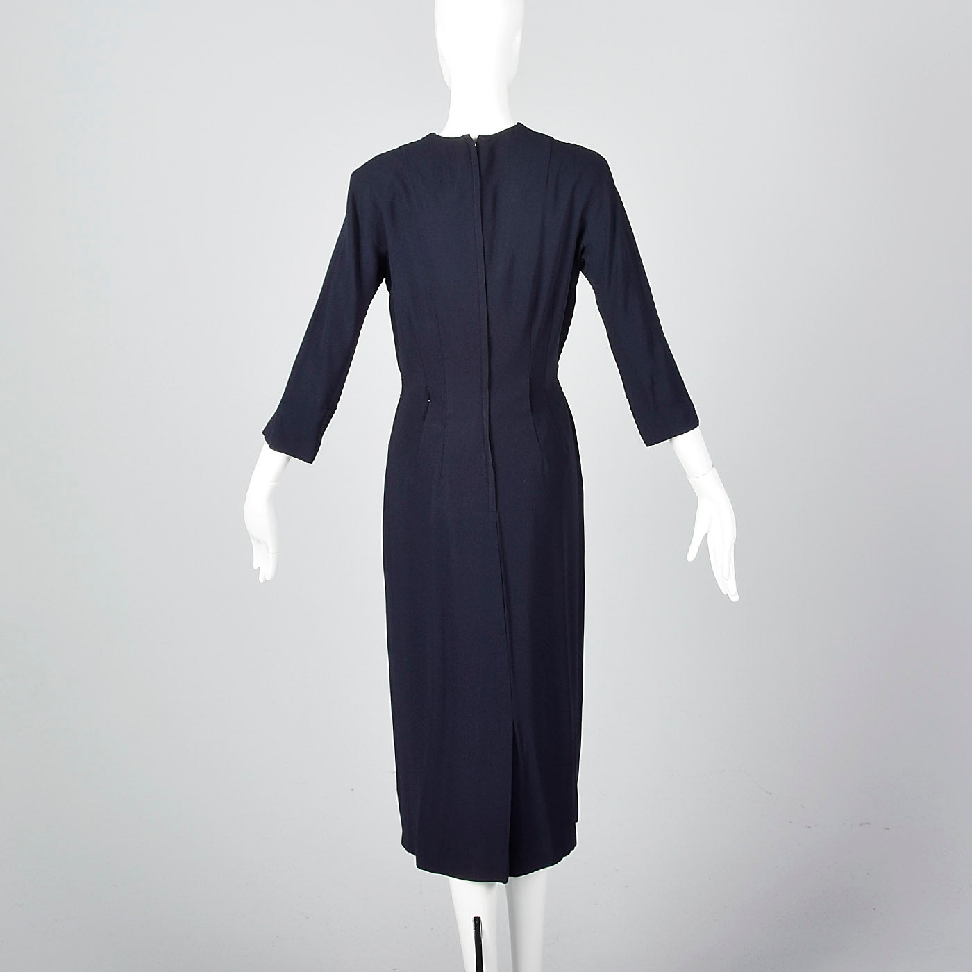 1950s Navy Blue Dress with Bow Detail