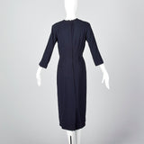 1950s Navy Blue Dress with Bow Detail