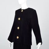 1980s Givenchy Nouvelle Boutique Black Velvet Skirt Suit