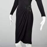 1980s Saks Fifth Avenue Deco Revival Little Black Dress Blade Runner Style