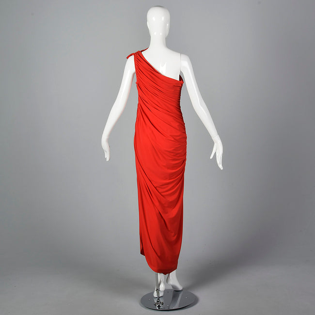 1980s Saks Fifth Avenue Red Bias Cut Dress