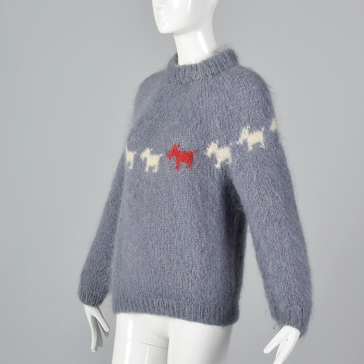 1960s Hand Knit Novelty Scotty Dog Sweater