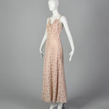 1940s Blush Evening Gown with Dramatic Bust