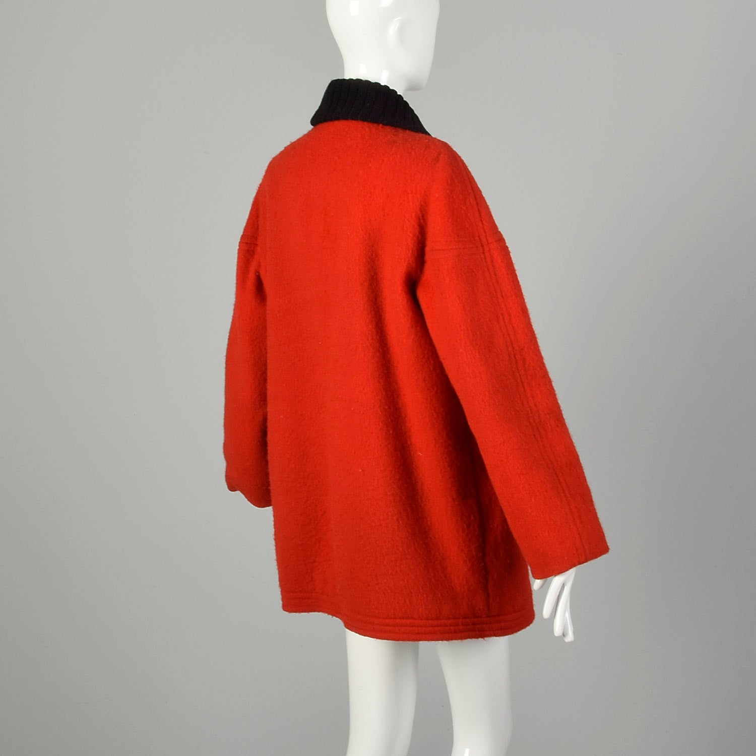 Large 1960s Hudson Bay Coat Red Wool Vintage Winter Outerwear Faux Shearling