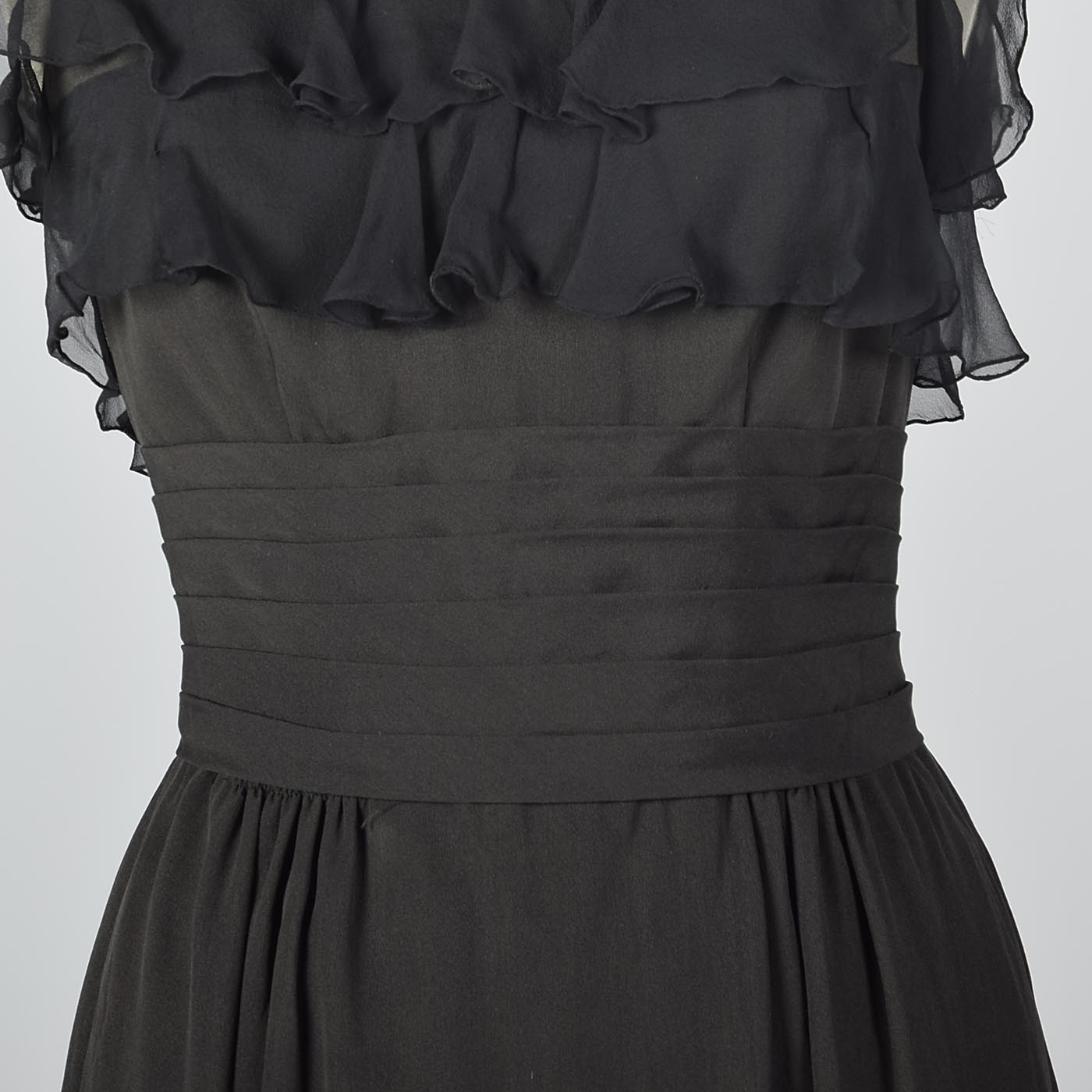 1940s Black Cocktail Dress with Chiffon Bust