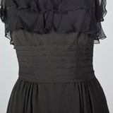 1940s Black Cocktail Dress with Chiffon Bust