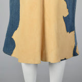 1970s Bohemian  Denim & Leather Patch Skirt