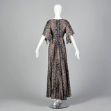 1970s Black Flowy Maxi Dress