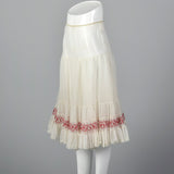 1950s White Half Slip with Red Embroidery