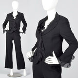2000s Escada Couture Black Wool Crepe Pant Suit
