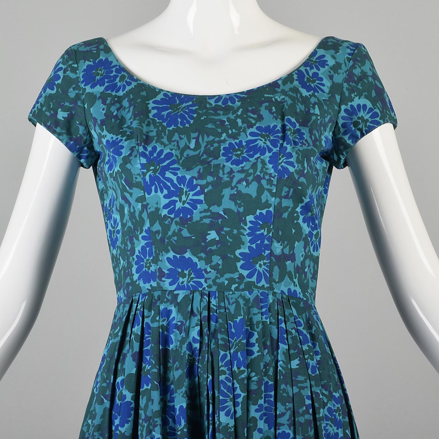 1950s Teal Fit and Flare Dress