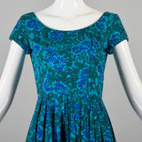 1950s Teal Fit and Flare Dress