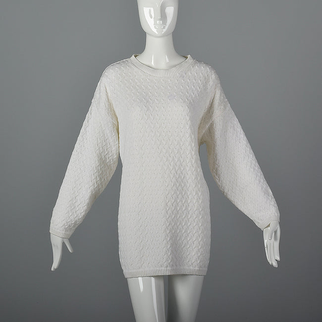 1980s Deadstock White Cable Knit Sweater