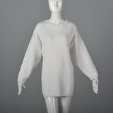 1980s Deadstock White Cable Knit Sweater