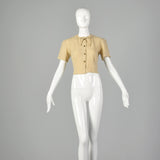 Lampl 1930s Short Sleeve Cream Cardigan Sweater