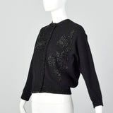 1960s Black Cardigan with Beading