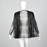 1980s Black & Silver Lace Swing Coat Galanos