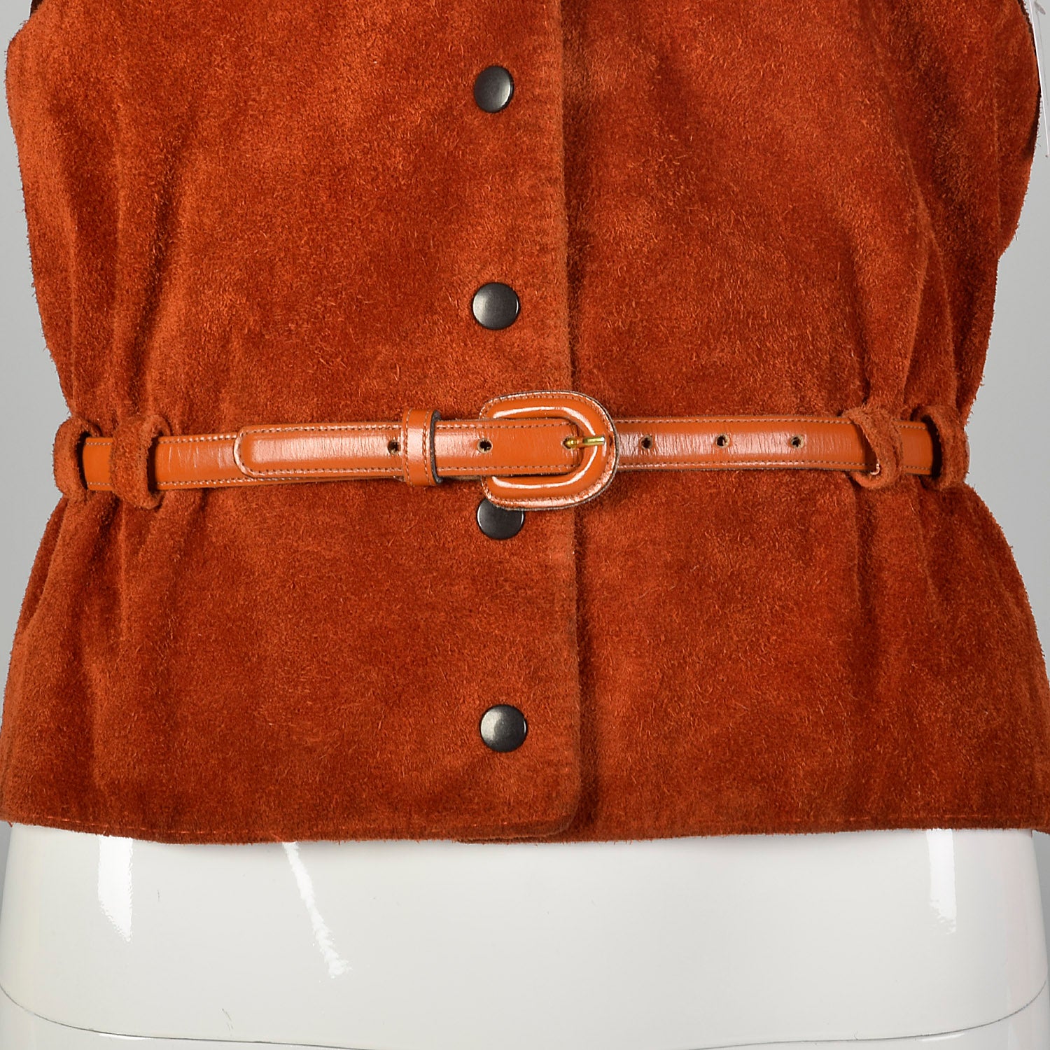 Small 1970s Anne Klein Rust Suede LeatherJacket Boho Autumn Outerwear with Snap Front