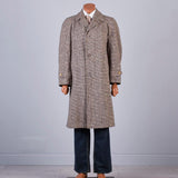 1950s Mens Chunky Wool Tweed Coat with Windowpane Fleck
