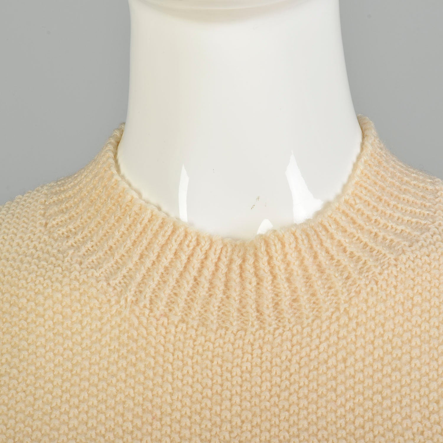 Large 1990s Creamy Wool Tunic Sweater Marion Foale Creamy Beige Knit Tunic Ice Skater Mini Dress