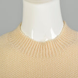 Large 1990s Creamy Wool Tunic Sweater Marion Foale Creamy Beige Knit Tunic Ice Skater Mini Dress