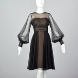 1960s Layered Sheer Dress with Bishop Sleeves