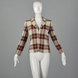 XS Salvatore Ferragamo Beige and Brown Plaid Blazer
