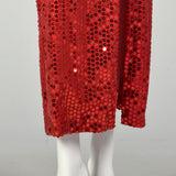 Medium 1990s Red Evening Dress Beaded Sleeveless Sequin Maxi