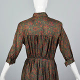 1950s Paisley Print Shirtwaist Dress