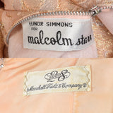 Large 1970s Malcolm Starr Blush Pink Metallic Maxi Dress