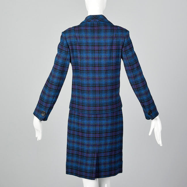 1960s Pendleton Wool Skirt Suit in Blue and Purple Plaid