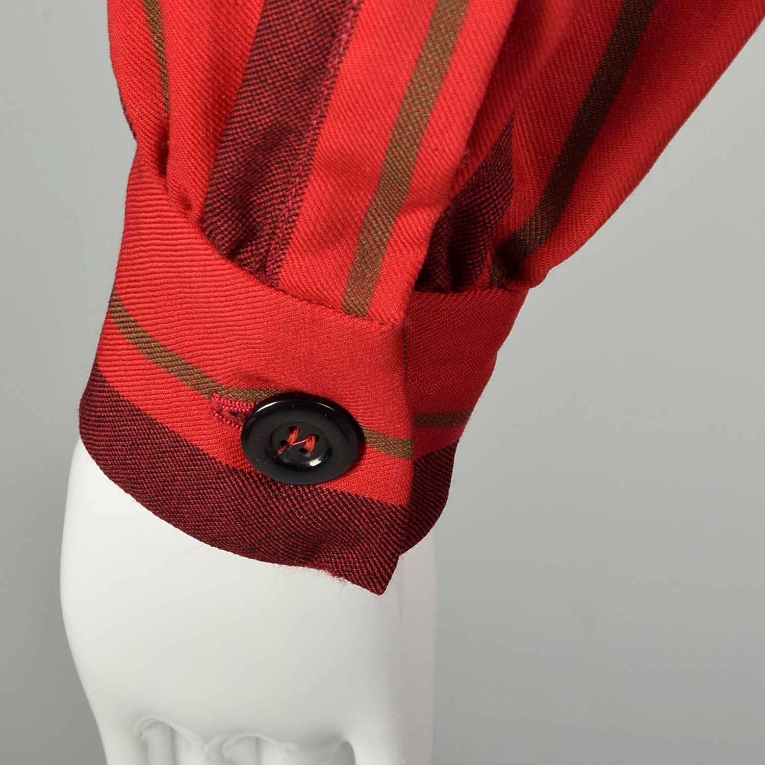 Small 1970s Yves Saint Laurent Rive Gauche Red Plaid Dress Double Breasted Long Sleeves