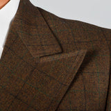 1970s Mens Brown Wool Windowpane Suit