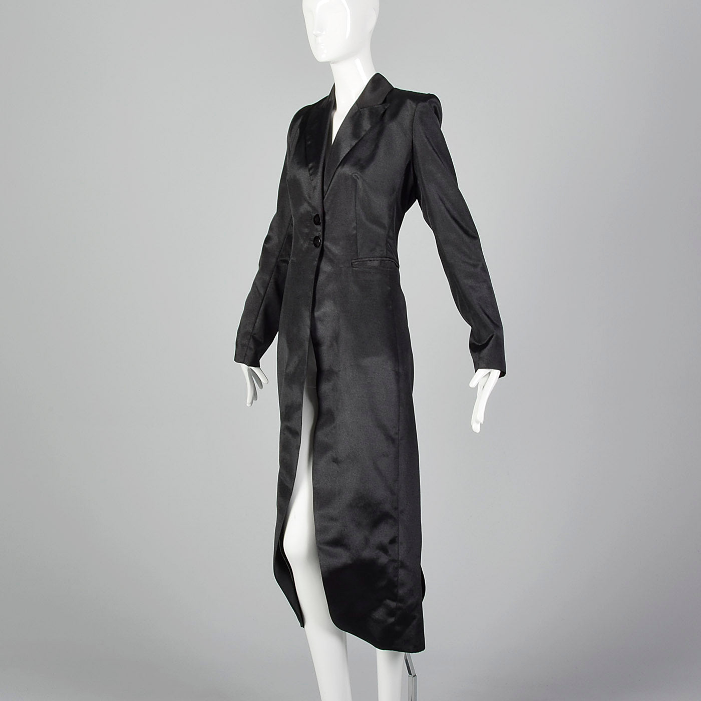 2000s Black Coat with Petal Hem