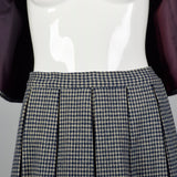 1960s Navy Blue Houndstooth Skirt Set