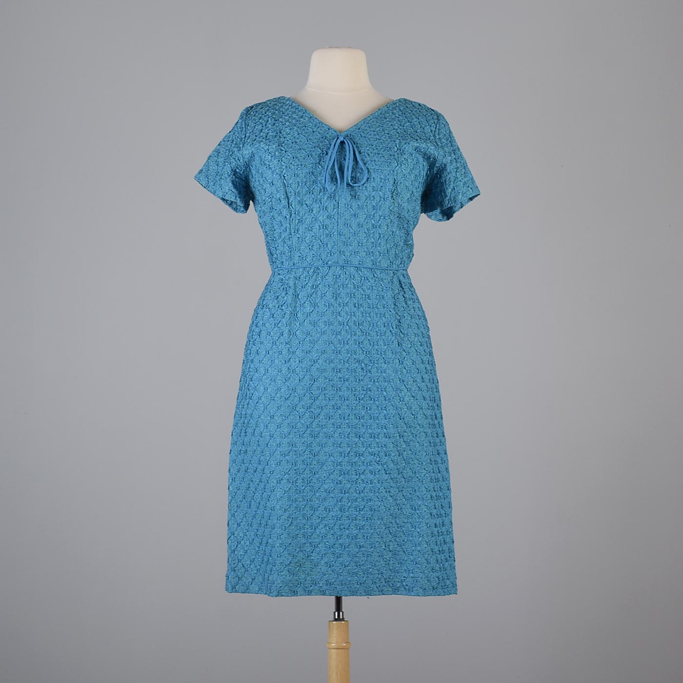 1960s Aqua Blue Ribbon Dress
