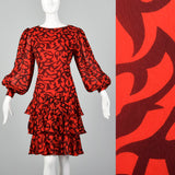 1980s Michael Novarese Red and Black Dress