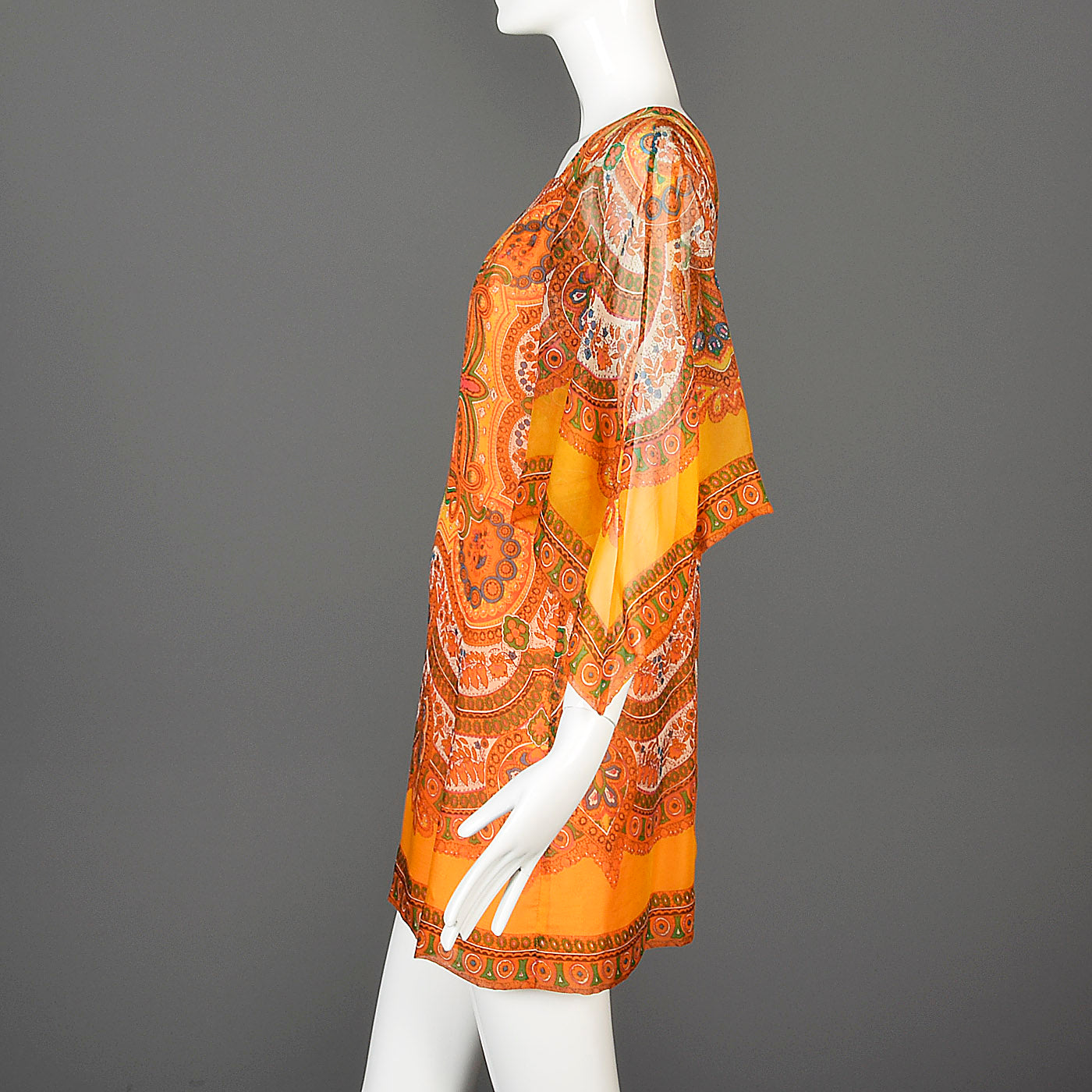 1960s Saks Fifth Avenue Silk Micro Mini Dress with Angel Sleeves