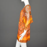 1960s Saks Fifth Avenue Silk Micro Mini Dress with Angel Sleeves