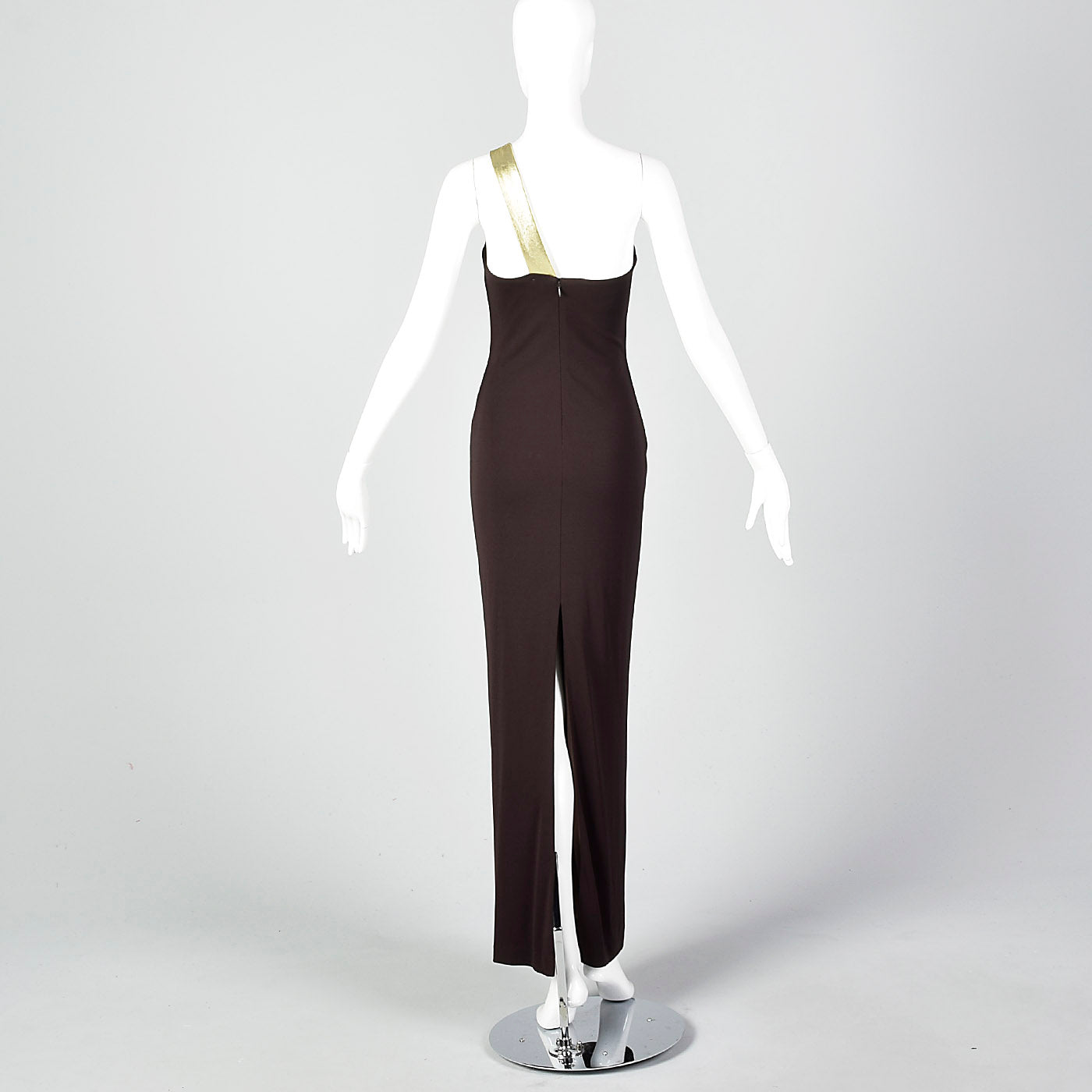 2000s Halston Designer Brown Evening Gown