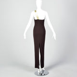 2000s Halston Designer Brown Evening Gown